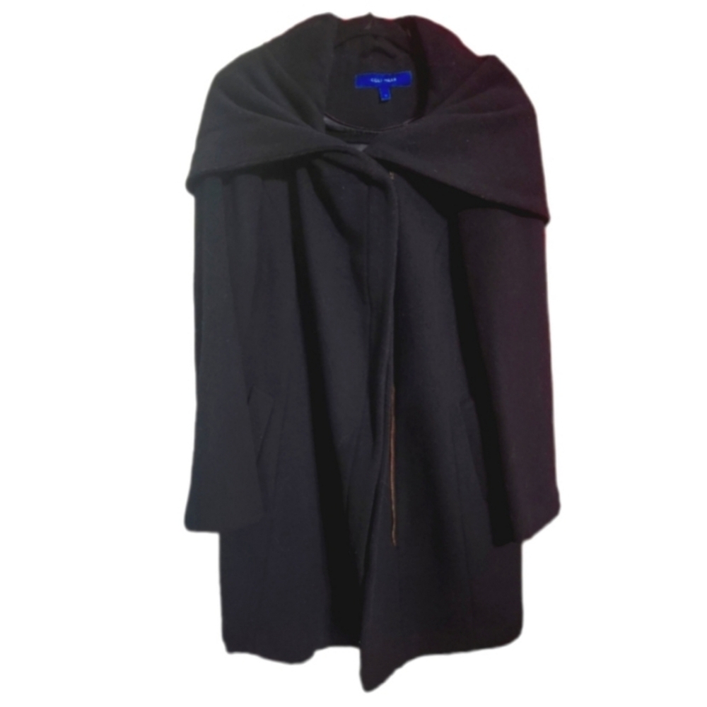 Cole Haan Queen Ann Collar Wool Blend Cape Coat - Picture 1 of 6